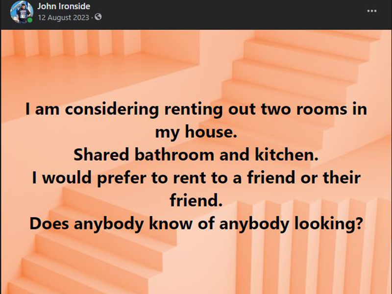 The offer of renting the rooms was intended to help those in need of shelter.