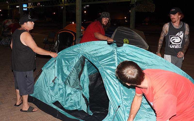 Then an overnight camp at City Hall in support of the homeless community.