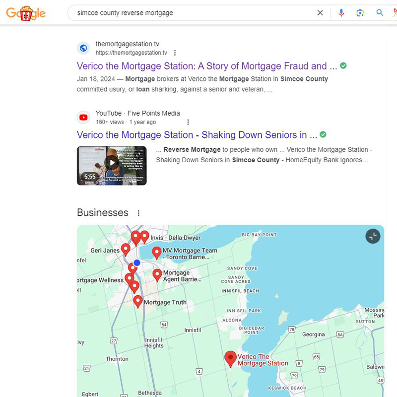 We noticed that Verico the Mortgage Station is still shown on the map, suggesting they are still selling reverse mortgages, but we don't know how current this map is.