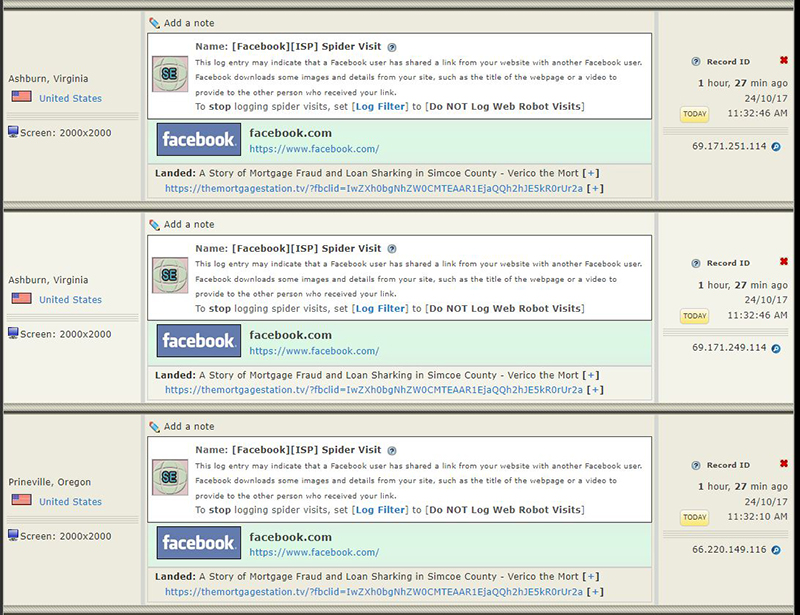 These visits by Facebook represent only one of many shares yesterday, which is a pattern that will only increase as we shift our focus to the ethical abuses of HomeEquity Bank, reaching millions of potential customers for the CHIP Reverse Mortgage through various social media.