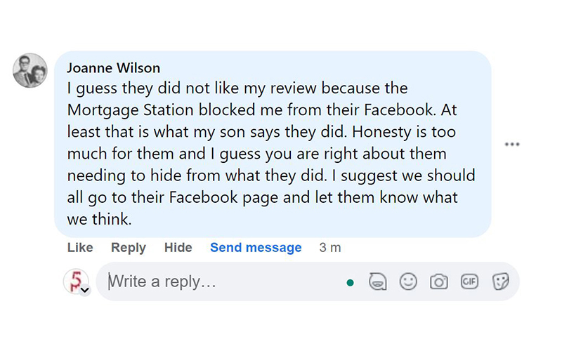 The Mortgage station is reported to have blocked our readers.