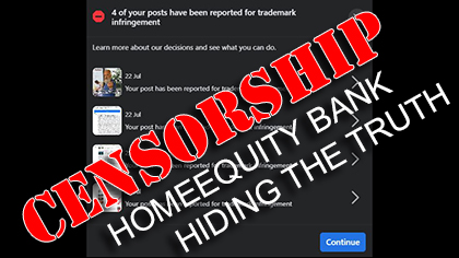 HomeEquity Bank Turns To Censorship - Far Too Little, and Much Too Late