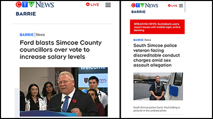 Misconduct By Simcoe County Council and South Simcoe Police Drawing Attention to Our Story